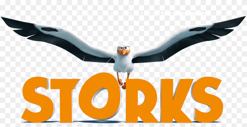 Storks Title Logo, Animal, Bird, Waterfowl, Fish Png Image