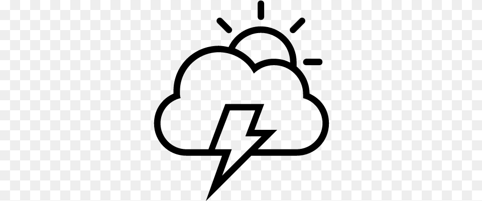 Storm Day Weather Interface Symbol Of Sun Cloud And Sun And Cloud And Lightning, Gray Png