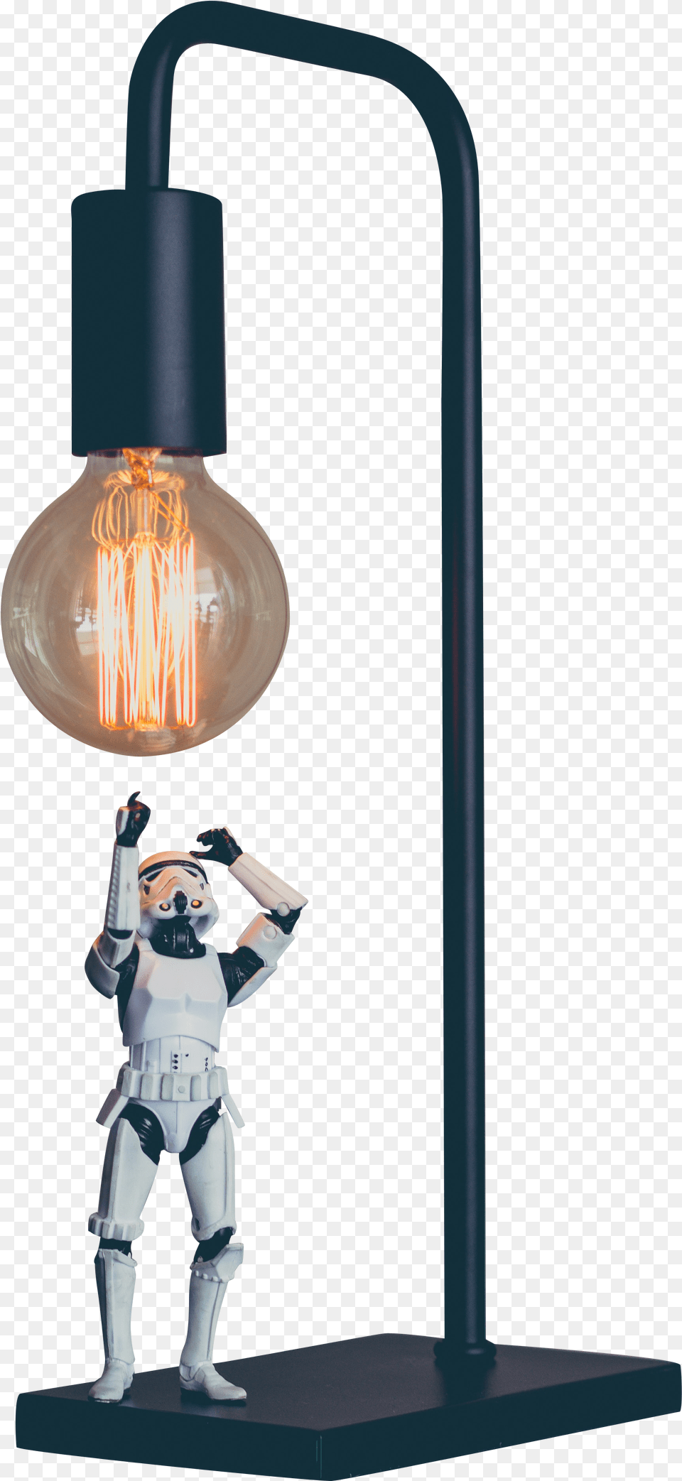 Storm Trooper Under Lamp Incandescent Light Bulb, Person, Lightbulb Free Png Download