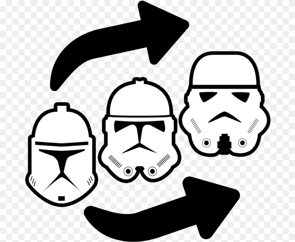 Stormtrooper Built To Last Vs Clone Trooper Clipart Stormtrooper Vs Clone Trooper, Stencil, Helmet, Face, Head Png Image