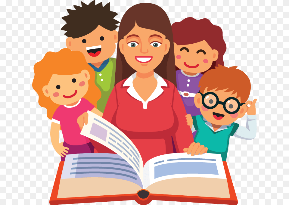 Story Time Teacher Reading A Book, Person, Publication, Baby, Face Free Png