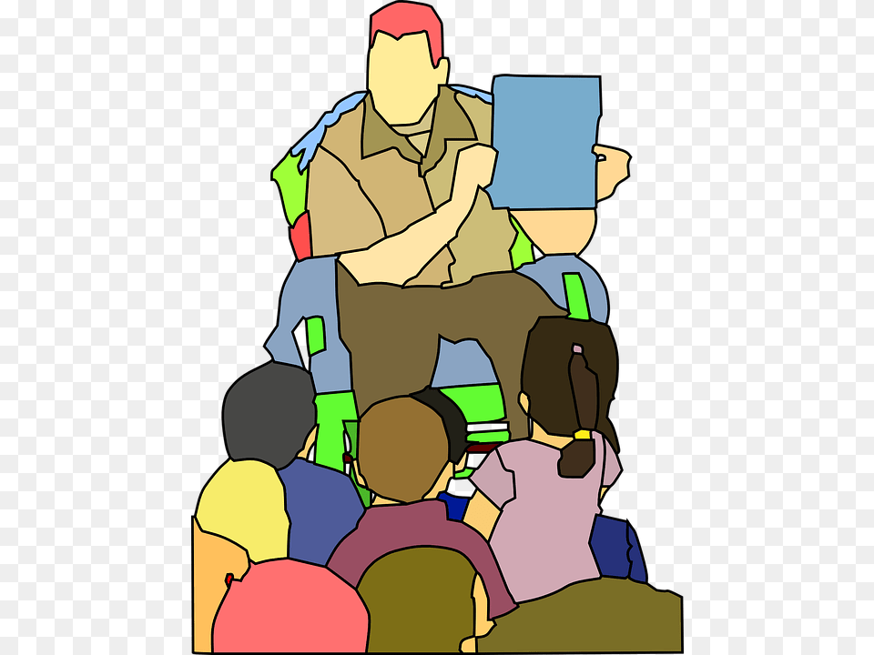 Storytelling Storybook School Education Kids Man Reading To Children Clipart, People, Person, Baby, Crowd Free Transparent Png
