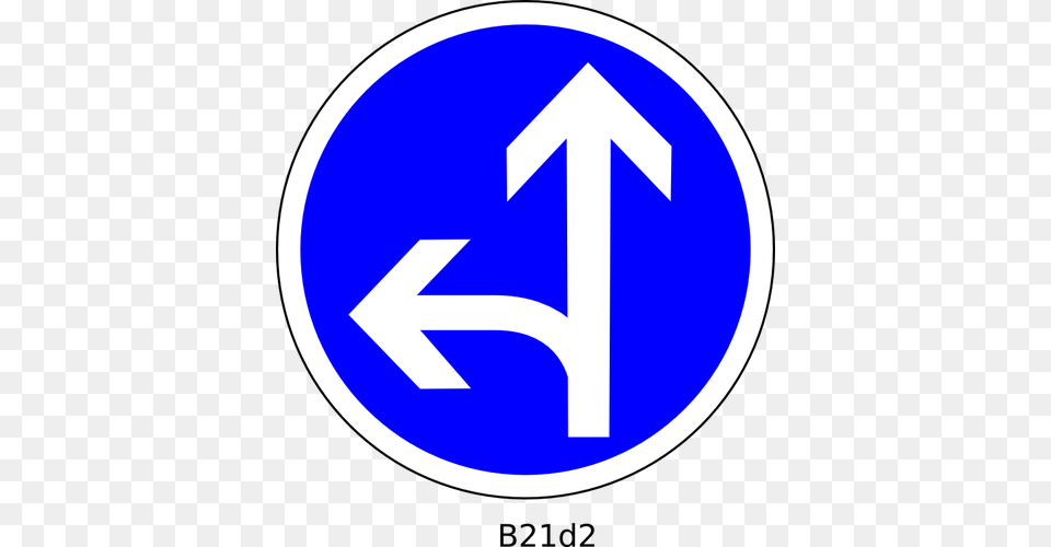 Straight And Left Direction Road Sign Vector Symbol, Road Sign, Disk Png Image