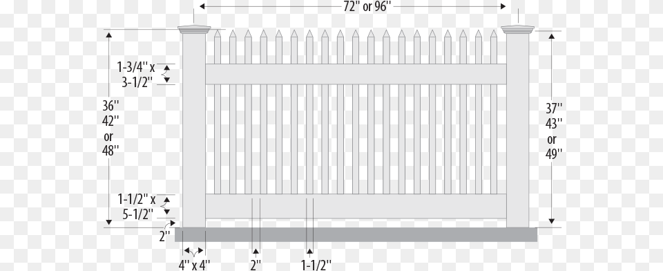 Straight Top Narrow Vinyl Picket Fence Specs Architecture, Gate Free Png Download