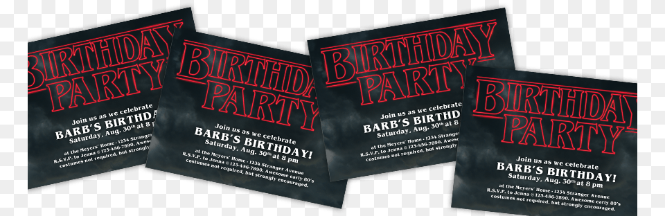 Stranger Thing Birthday Invite, Advertisement, Poster, Business Card, Paper Free Png Download