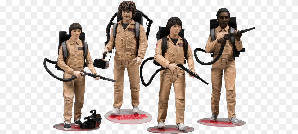 Stranger Things Ghostbusters Deluxe 4 Pack Stranger Things Ghostbusters Figures, Figurine, People, Person, Adult Png