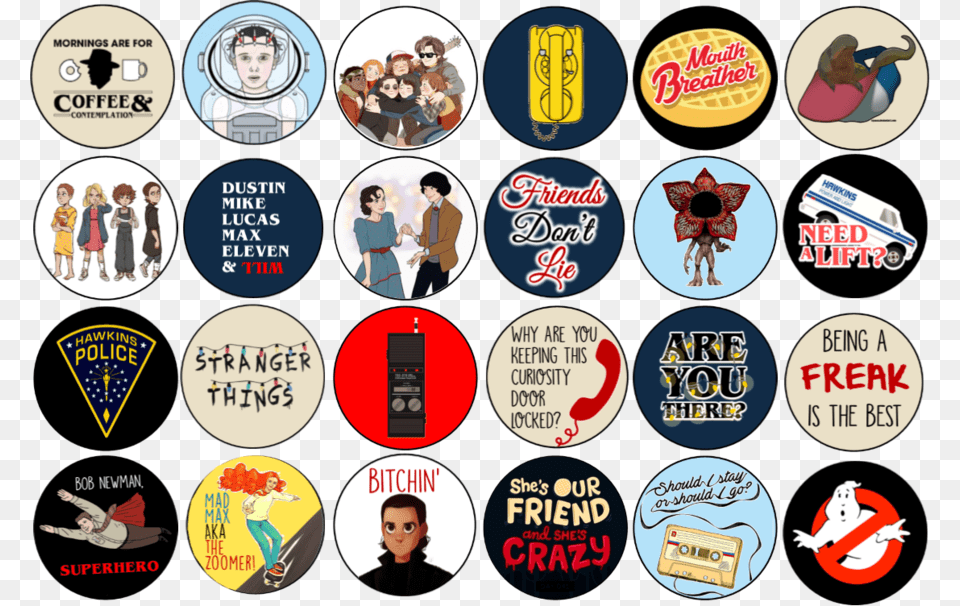 Stranger Things Icons Download, Sticker, Adult, Publication, Person Free Transparent Png