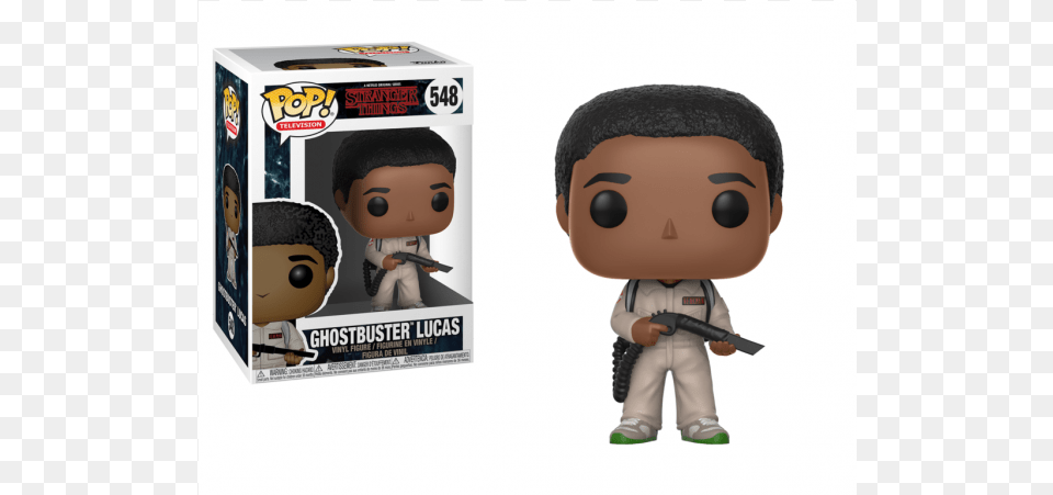 Stranger Things Pop Vinyl Figura Ghostbuster Lucas Stranger Things Ghostbuster Lucas Pop Vinyl Figure, Figurine, Baby, Person, Toy Png