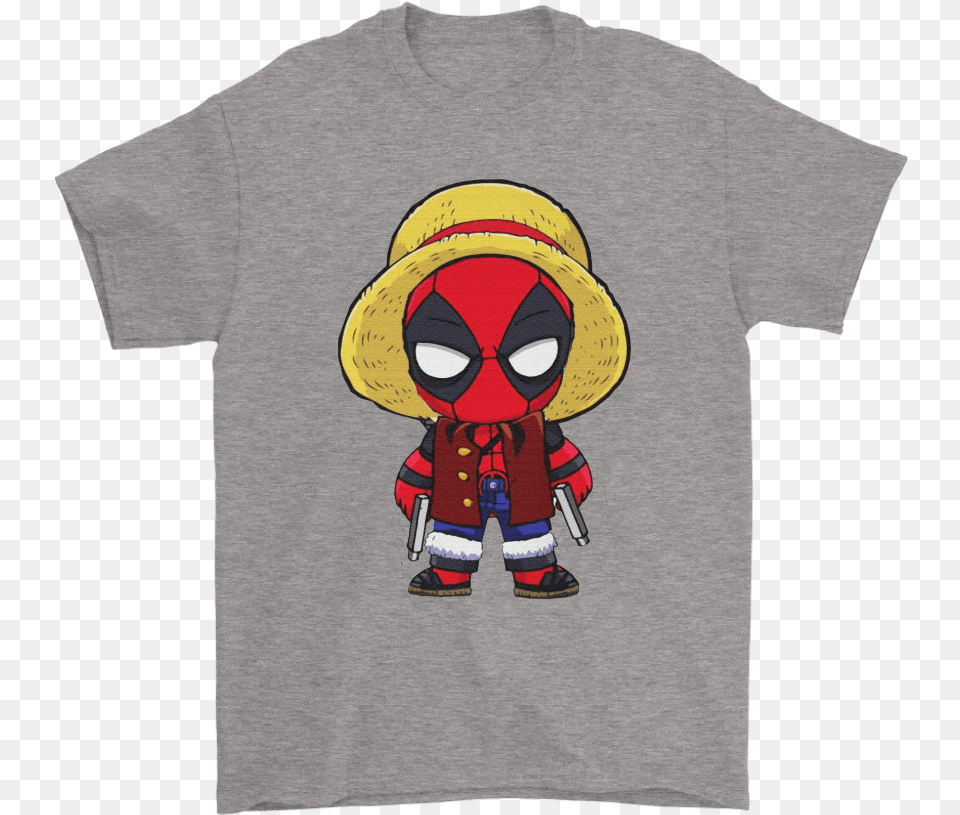 Straw Hat Luffy Chibi Deadpool Marvel One Piece Mashup Montreal Canadiens Black T Shirt, Clothing, T-shirt, Baby, Person Free Png