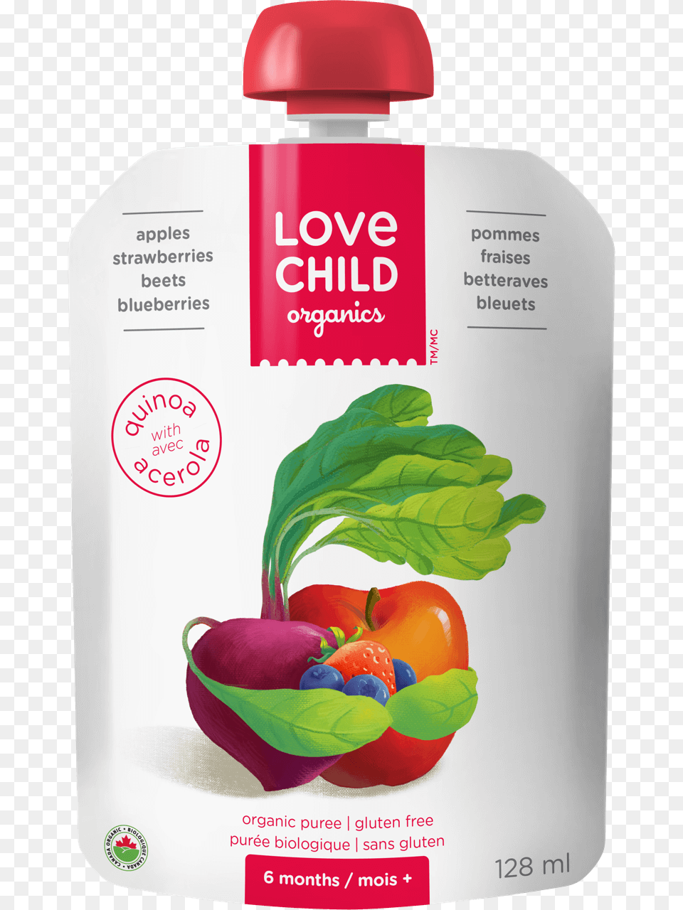 Strawberries Beets Blueberries Love Child Organics Baby Food Pouch With Quinoa, Herbal, Herbs, Plant, Advertisement Free Png