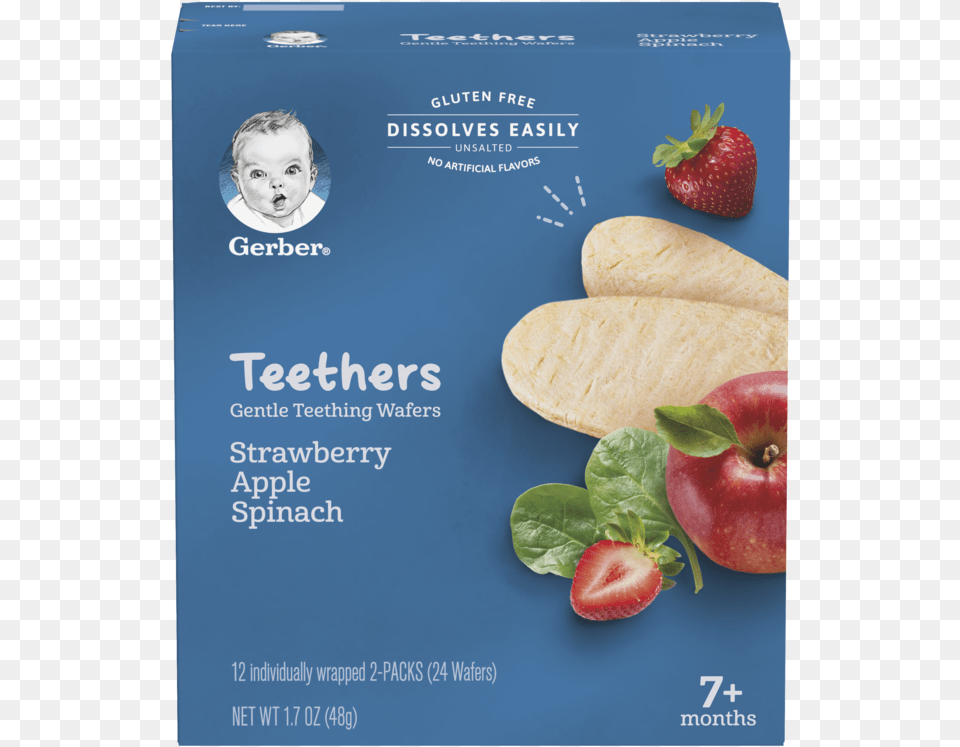 Strawberry Apple Spinach Gerber Teethers Strawberry Apple Spinach, Advertisement, Poster, Baby, Person Free Png