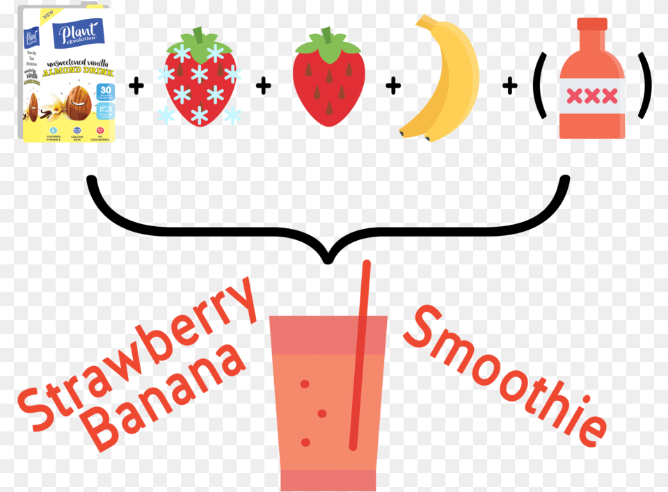 Strawberry Banana Smoothie, Juice, Beverage, Produce, Plant Free Png