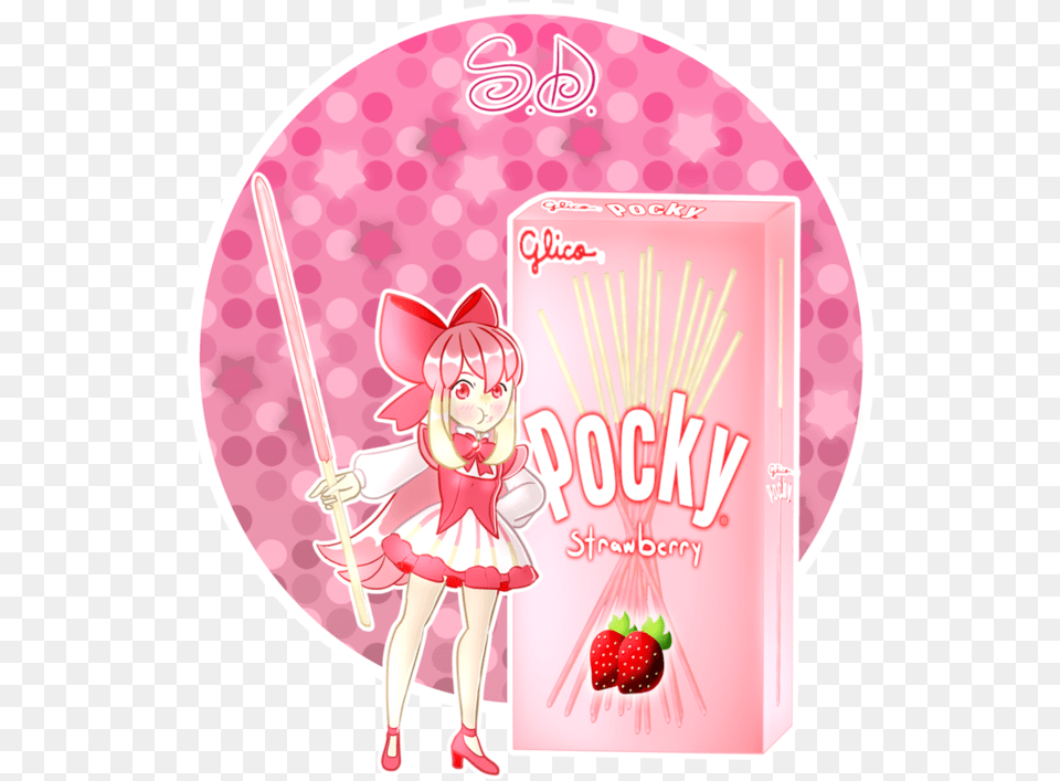 Strawberry By Vocaloid Mirai Pocky Strawberry Chibi, Book, Publication, Comics, Person Free Png