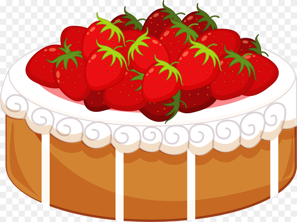 Strawberry Cake Birthday Cake Shortcake Icing Clip Strawberry Cake Cake Clipart, Berry, Produce, Plant, Fruit Png