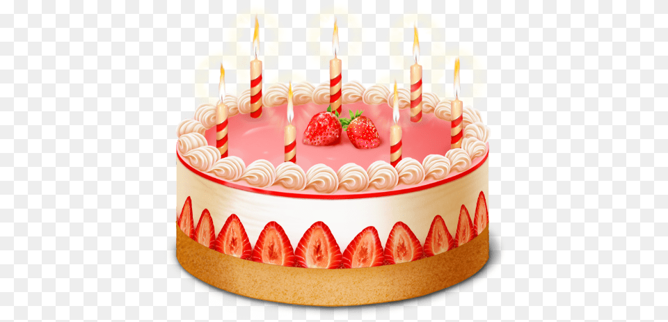 Strawberry Cake Clipart Picture Cake With Candle, Food, Birthday Cake, Cream, Dessert Png Image