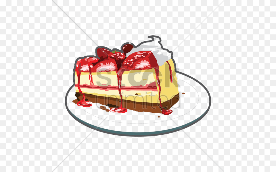 Strawberry Cake Slice Vector Image, Dessert, Food, Torte Png