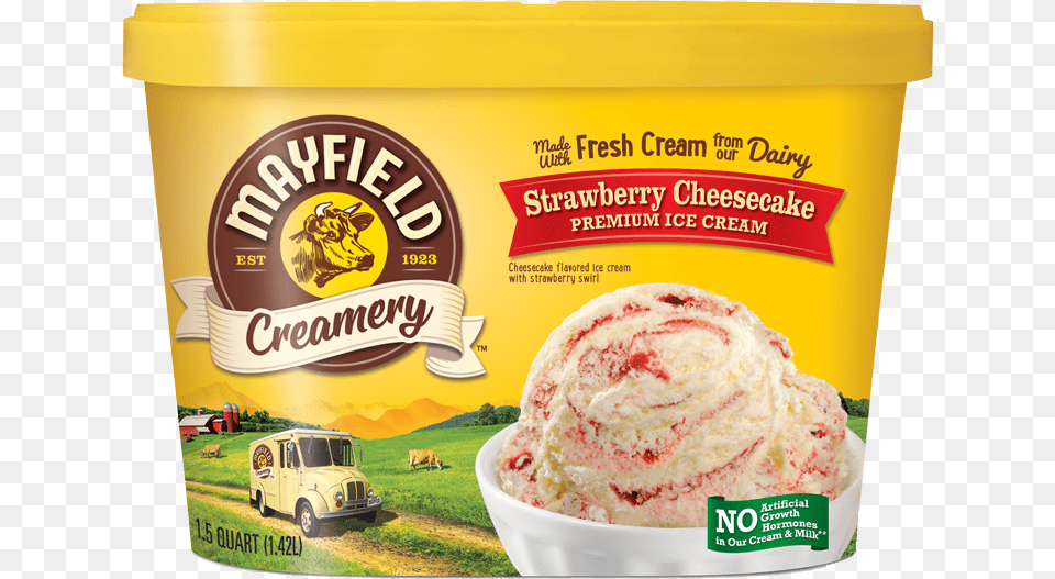 Strawberry Cheesecake Mayfield Chocolate Ice Cream, Dessert, Food, Ice Cream, Frozen Yogurt Png Image