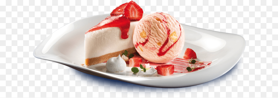 Strawberry Cheesecake On A Plate, Cream, Dessert, Food, Food Presentation Free Png