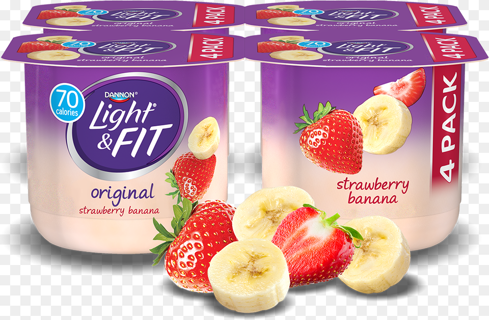 Strawberry Clipart Yogurt Clipart Banana Yogurt Light And Fit Yogurt, Dessert, Food, Berry, Fruit Free Transparent Png