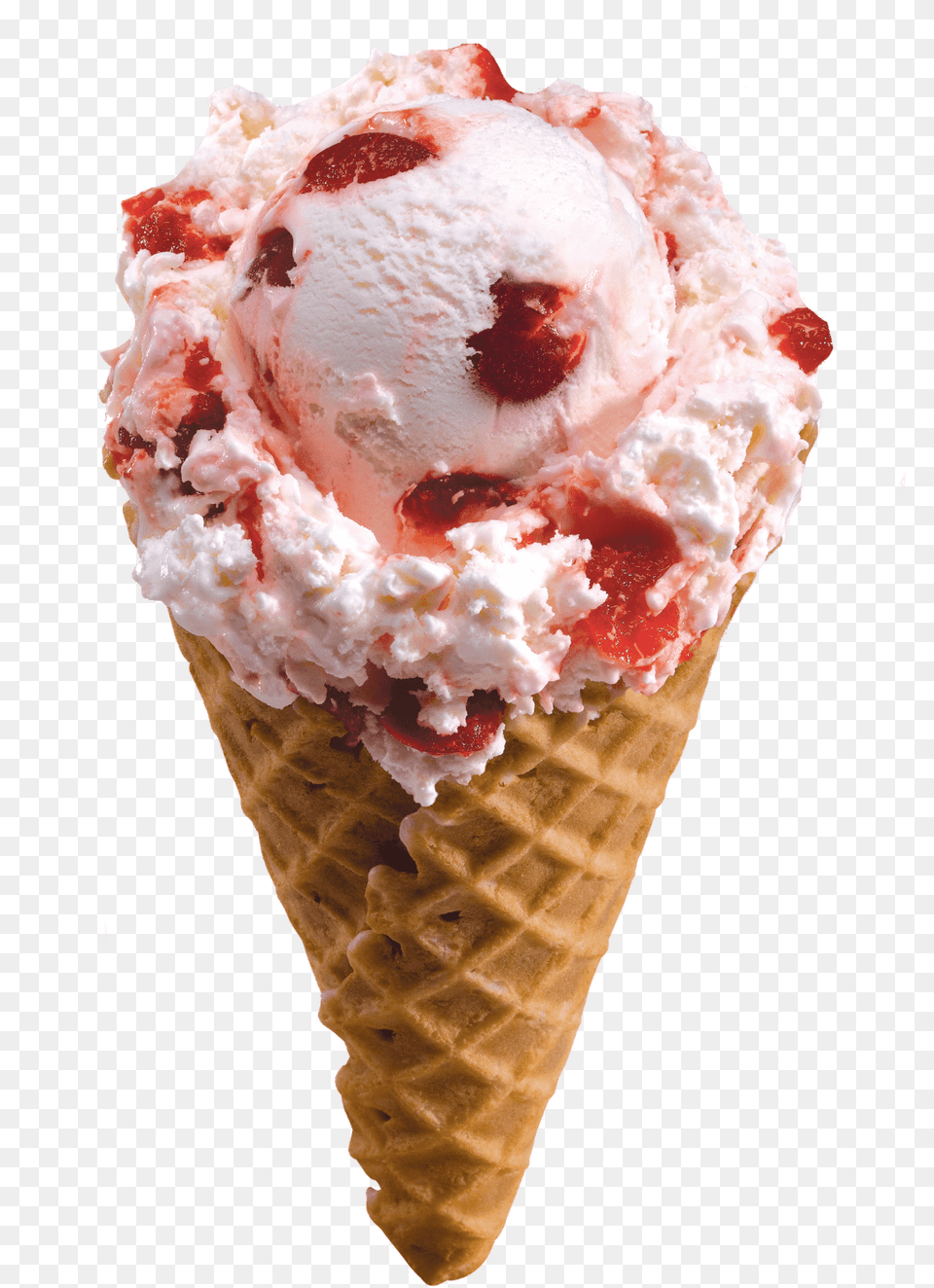 Strawberry Cone Ice Cream, Dessert, Food, Ice Cream, Soft Serve Ice Cream Png Image