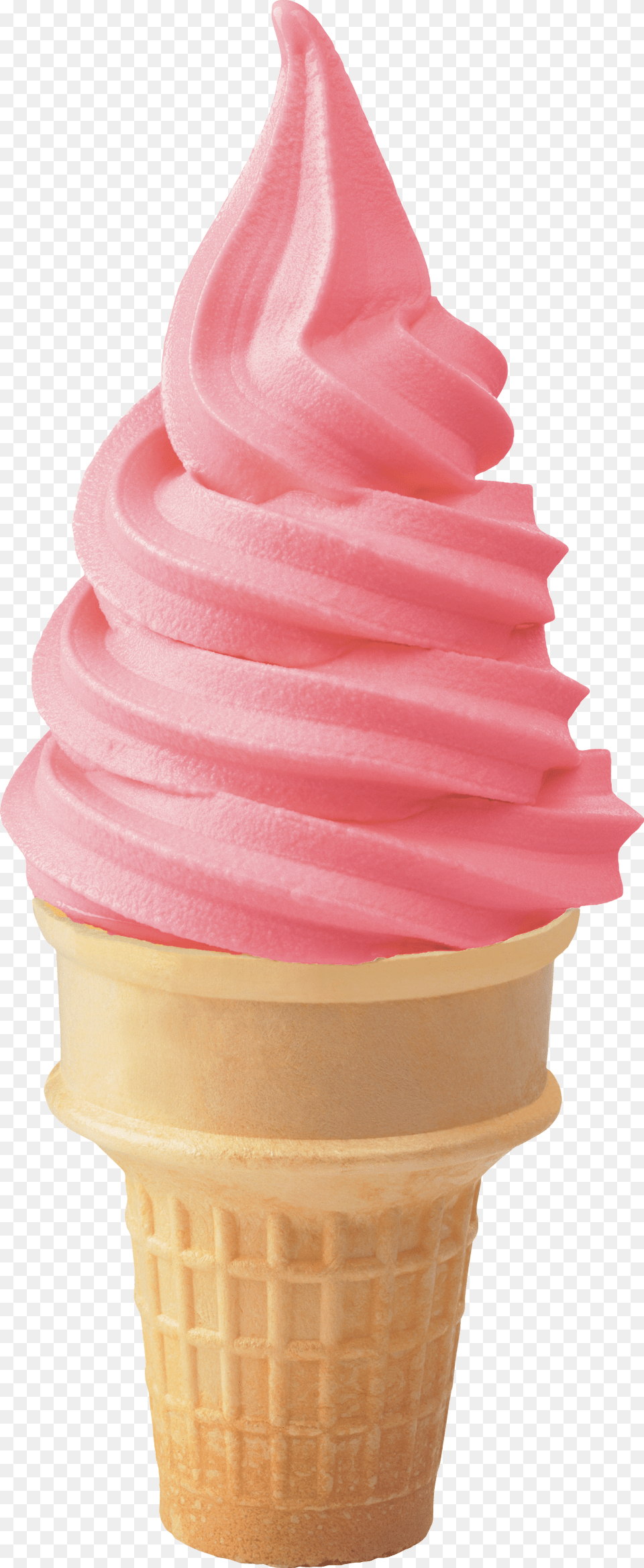 Strawberry Cone Soft Strawberry Ice Cream, Dessert, Food, Ice Cream, Soft Serve Ice Cream Free Png Download