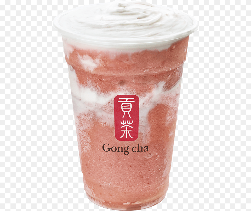 Strawberry Cream Smoothie Gong Cha, Dessert, Food, Ice Cream, Yogurt Png Image