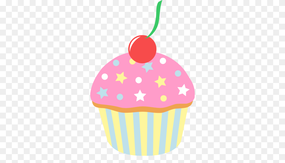 Strawberry Cupcake With Sprinkles And Cherry, Cake, Cream, Dessert, Food Free Png Download