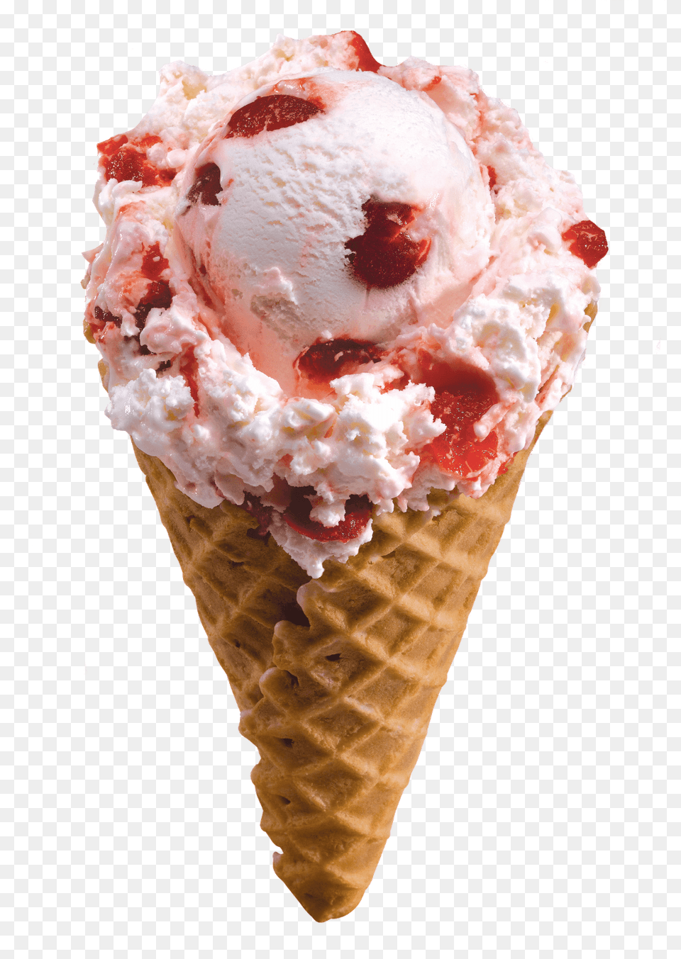 Strawberry Horn Ice Cream, Dessert, Food, Ice Cream, Soft Serve Ice Cream Png Image