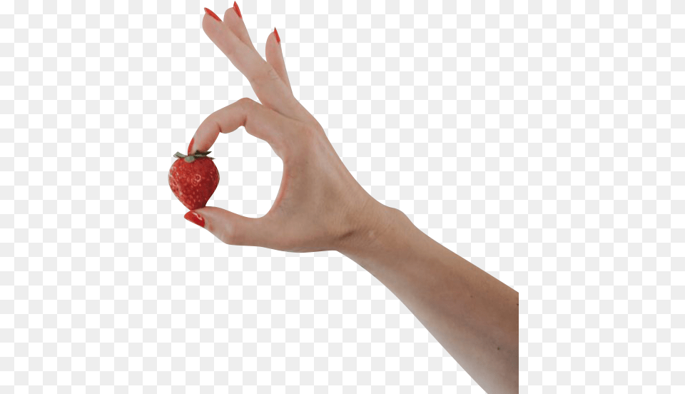 Strawberry In Fingers Background Hand, Person, Produce, Fruit, Food Free Transparent Png