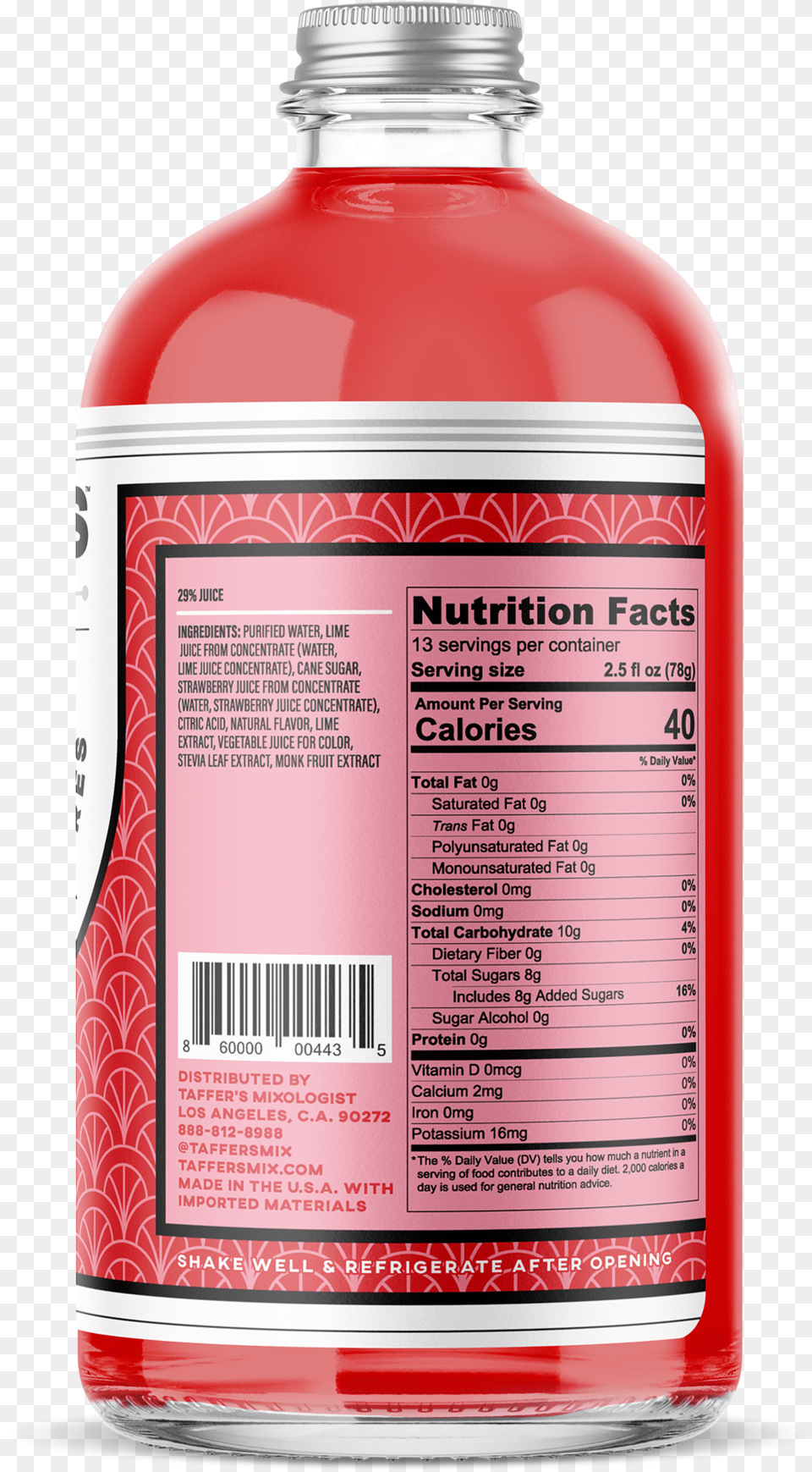 Strawberry Margarita Mix Plastic Bottle, Food, Seasoning, Syrup Png