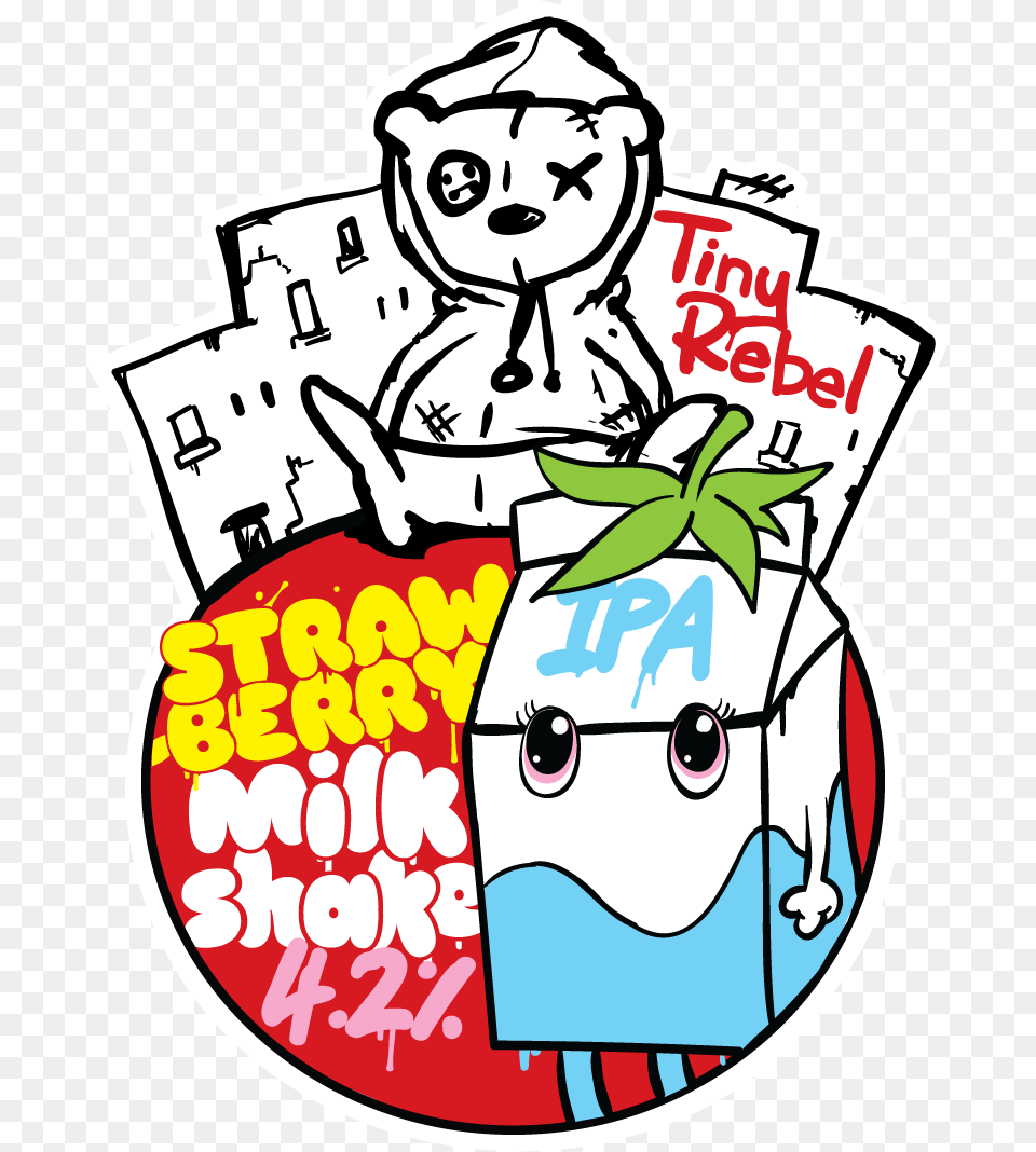Strawberry Milkshake Tiny Rebel Brewing, Sticker, Advertisement, Head, Person Free Png Download