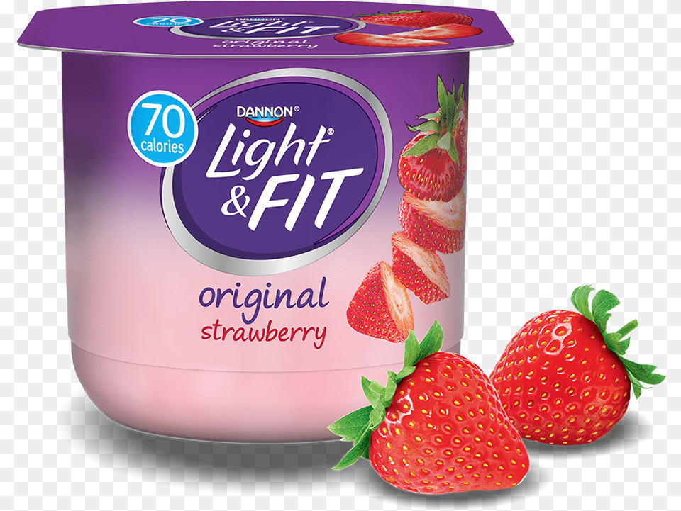 Strawberry Nonfat Yogurt Light And Fit Yogurt, Berry, Dessert, Food, Fruit Free Png