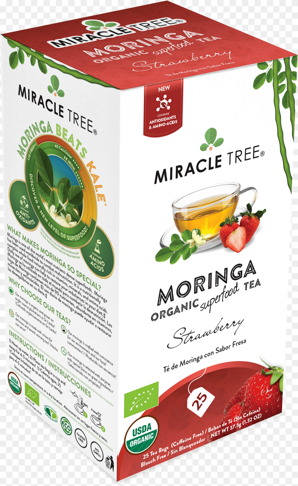 Strawberry Organic Moringa Superfood Tea Bags Organic Moringa Superfood Tea, Herbal, Herbs, Plant, Beverage Free Png Download