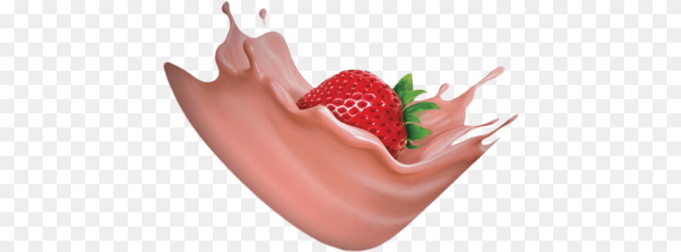 Strawberry Pudding Background Strawberries And Cream, Produce, Plant, Fruit, Food Free Png Download