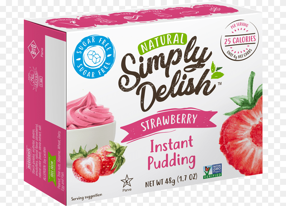 Strawberry Pudding Simply Delish Jello Strawberry, Dessert, Food, Yogurt, Cream Png