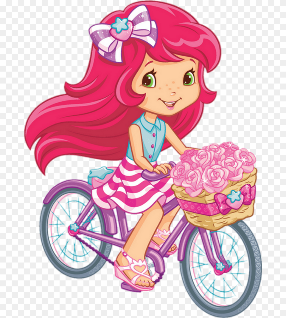 Strawberry Shortcake Cartoon Bike, Wheel, Machine, Publication, Person Free Png Download