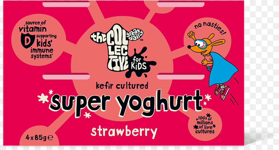 Strawberry Super Yoghurt Collective Media, Advertisement, Poster, Animal, Cattle Free Png Download