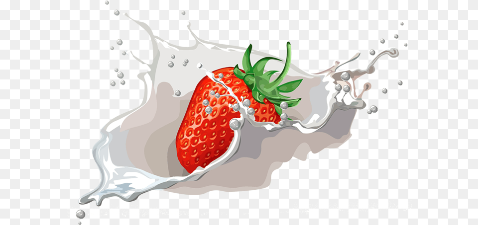 Strawberry Vector Milk Splash Transparent, Berry, Beverage, Food, Fruit Png