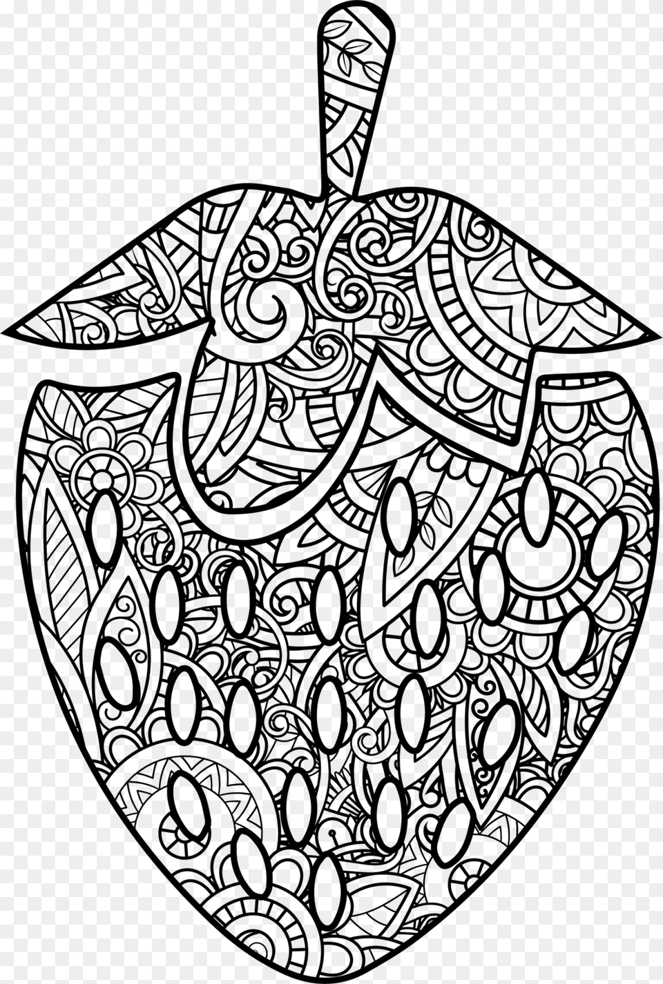 Strawberry Zentangle Custom Cover Engraving Line Art, Gray Png Image