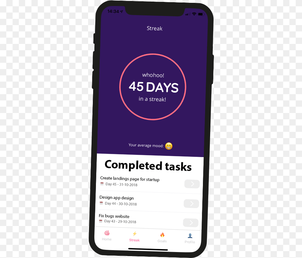 Streaky U2013 Daily Goal Streak App Blackcoin, Electronics, Mobile Phone, Phone, Advertisement Png Image