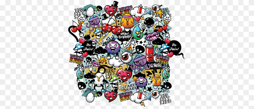 Street Art Graffiti Grand Combination Graffiti Items, Collage, Doodle, Drawing, Sticker Png Image