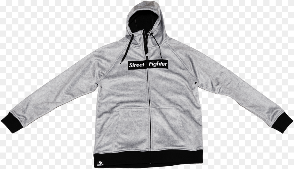 Street Fighter Box Logo Grey Melange Tech Zip Up Hoodie Fgc Promo 25 Off Hoodie, Clothing, Coat, Fleece, Hood Free Png