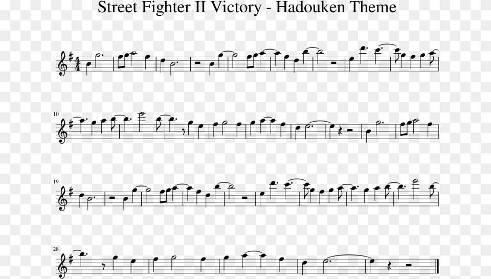 Street Fighter Ii Victory Hadouken Theme Spongebob Tomfoolery Flute Sheet Music, Gray Free Png Download