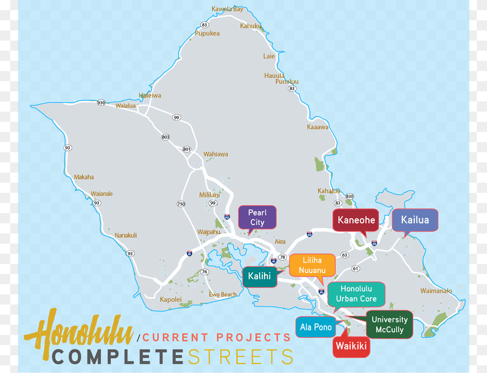 Streets Of Honolulu Honolulu County Hawaii United Map, Chart, Plot, Atlas, Diagram Png