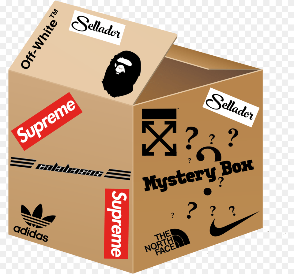 Streetwear Hype Beast Mystery Box U2014 Sellador Supreme Logo, Cardboard, Carton, Package, Package Delivery Png