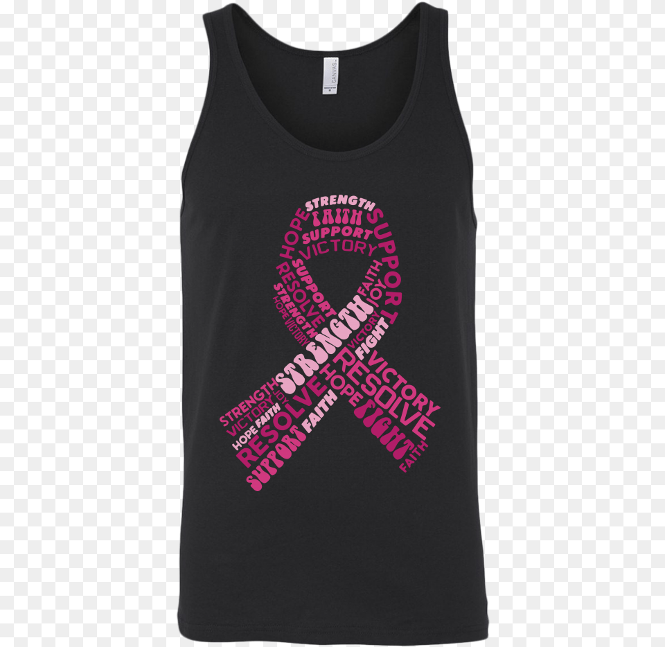 Strength Faith Support Victory Pink Ribbon Breast Cancer Cross, Clothing, Tank Top, Shirt, T-shirt Png