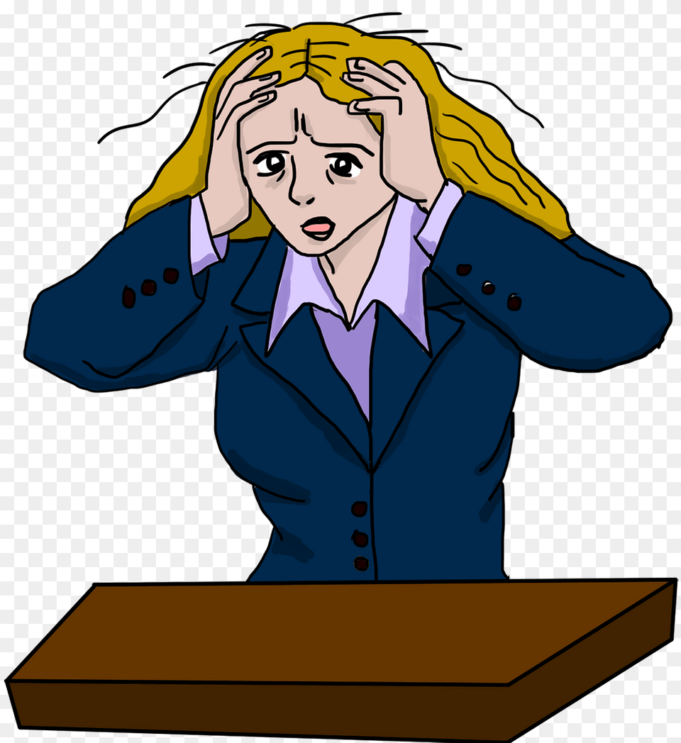 Stressed Woman Clipart, Publication, Person, Comics, Book Png