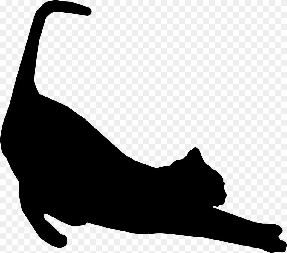 Stretching Cat Silhouette Clip Arts Cats Silhouette, Gray Free Png Download