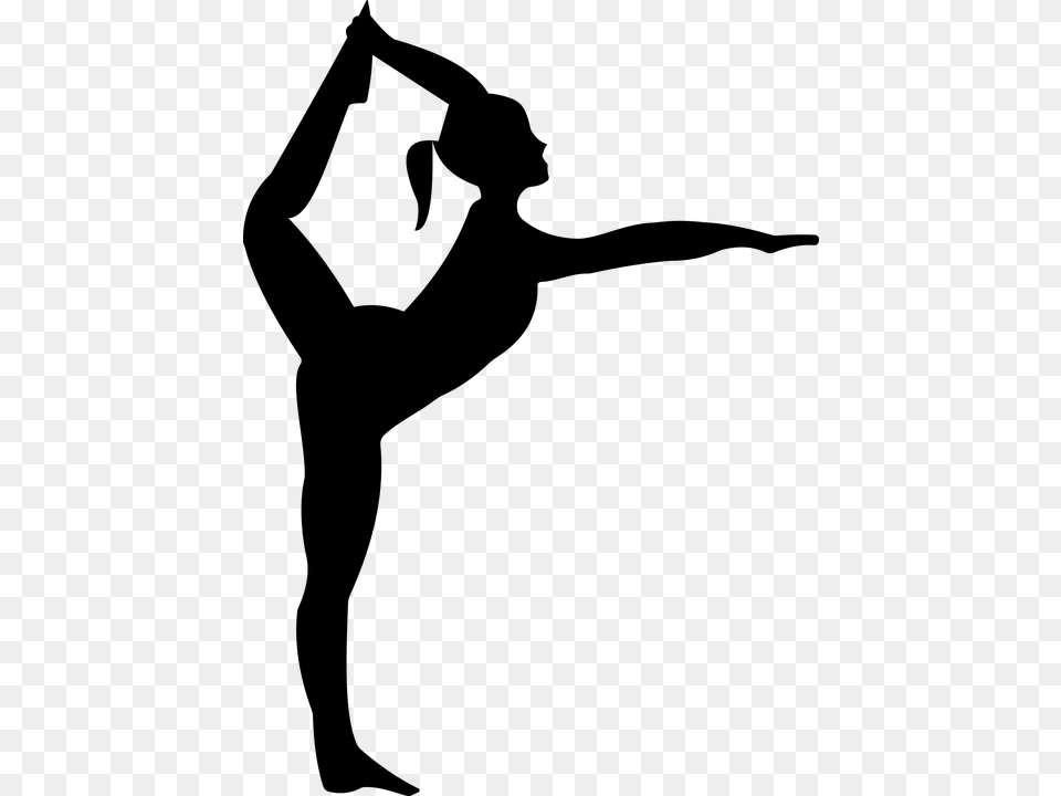 Stretching Health Exercise Yoga Fitness Woman Transparent Background Gymnast Silhouette, Gray Free Png Download