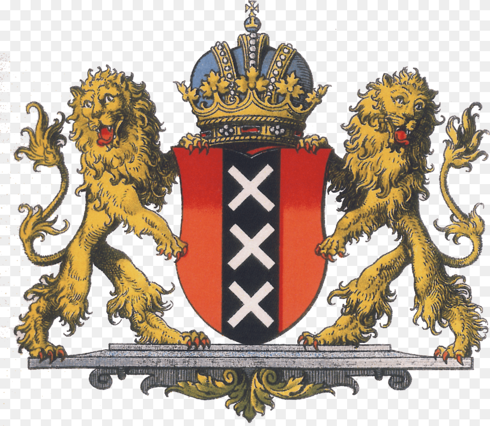 Strhl Ha Wappen Amsterdam Amsterdam Coat Of Arms, Animal, Lion, Mammal, Wildlife Png Image